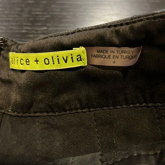 Alice + Olivia Black Pleated Skater Mini Skirt